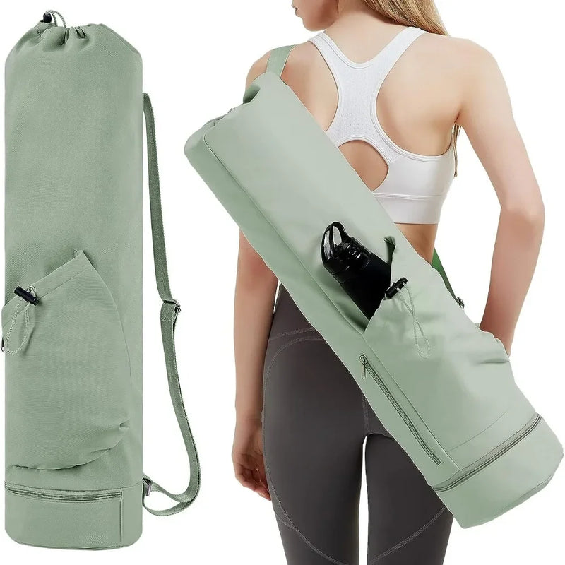 Multifunction Storage Bag Large Capacity Exercise Yoga Mat Bag Full-Zip Canvas Adjustable Shoulder Strap Waterproof Fitness Bag