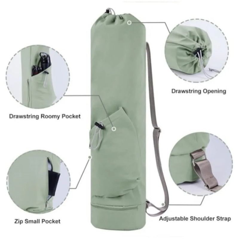 Multifunction Storage Bag Large Capacity Exercise Yoga Mat Bag Full-Zip Canvas Adjustable Shoulder Strap Waterproof Fitness Bag