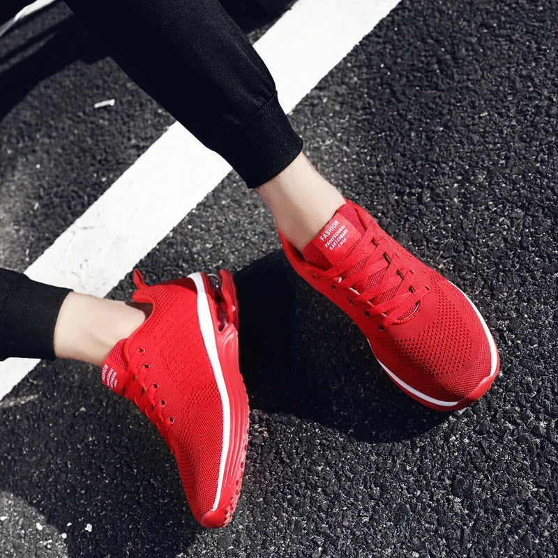 Hot Sale Womens Red Sneakers Big Size Running Shoes Breathable Walking Jogging Shoes Men Women Sport Sneaker zapatillas de mujer