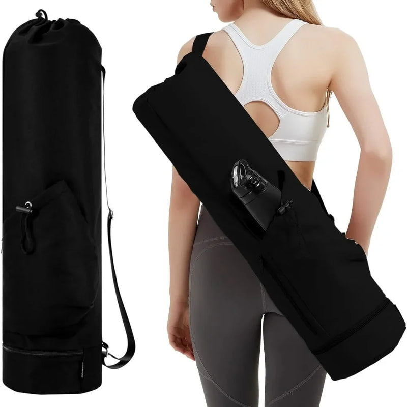 Multifunction Storage Bag Large Capacity Exercise Yoga Mat Bag Full-Zip Canvas Adjustable Shoulder Strap Waterproof Fitness Bag