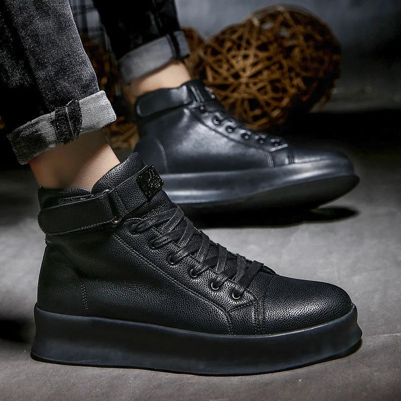 Fashion Luxury Men's Red High Top Sneakers PU Leather Casual Sneakers Men Flat Designer Shoes Breathable Hip Hop Sport Shoes Man