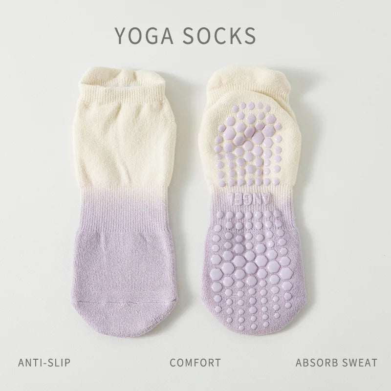 Yoga Socks Women Cotton Gradient Silicone Non-slip Grip Towel Low-ankle Pilates Sock