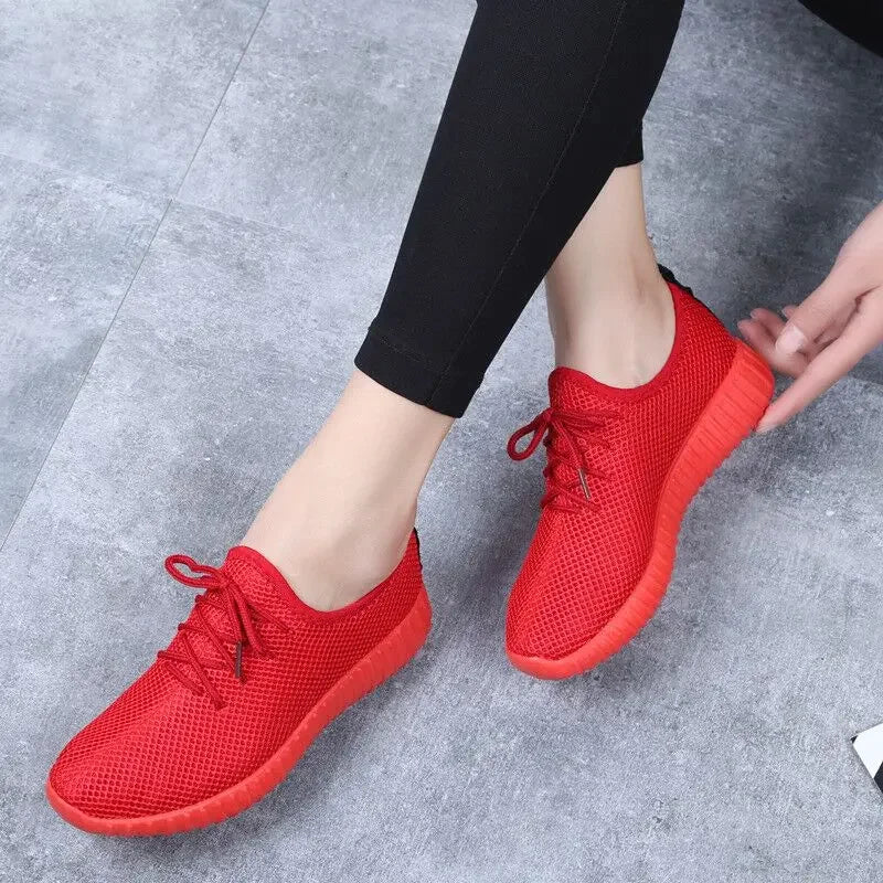 Women's Vulcanize Shoes 2024 Sneakers Solid Black Red Shoes Gym Fitness Trainers Walking Sport Shoes Female Zapatos Mujer