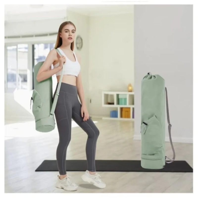 Multifunction Storage Bag Large Capacity Exercise Yoga Mat Bag Full-Zip Canvas Adjustable Shoulder Strap Waterproof Fitness Bag