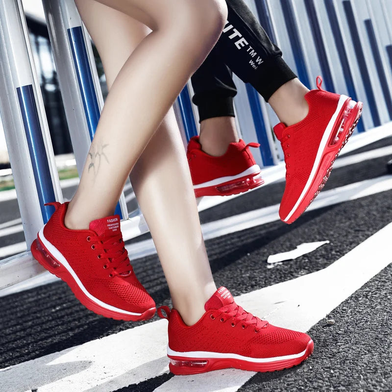 Hot Sale Womens Red Sneakers Big Size Running Shoes Breathable Walking Jogging Shoes Men Women Sport Sneaker zapatillas de mujer